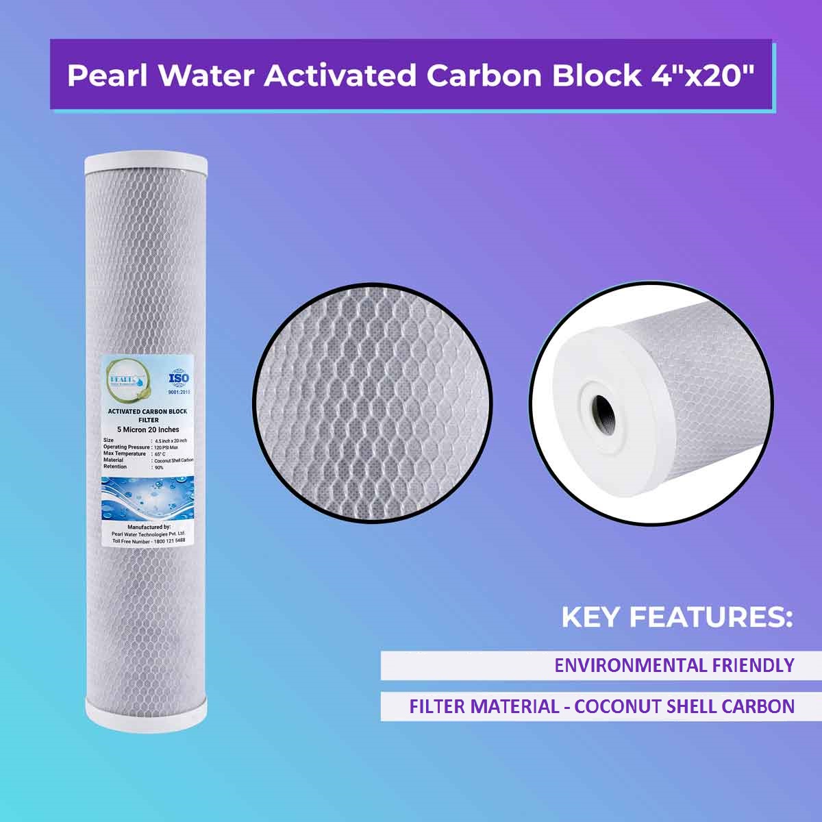 Activated Carbon Block (4.5 x 20 inch) Pack of 3