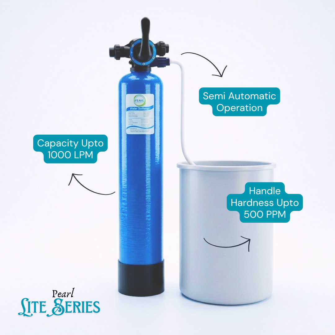 1000 LPH Semi-Automatic Water Softener - Pearl Lite Series