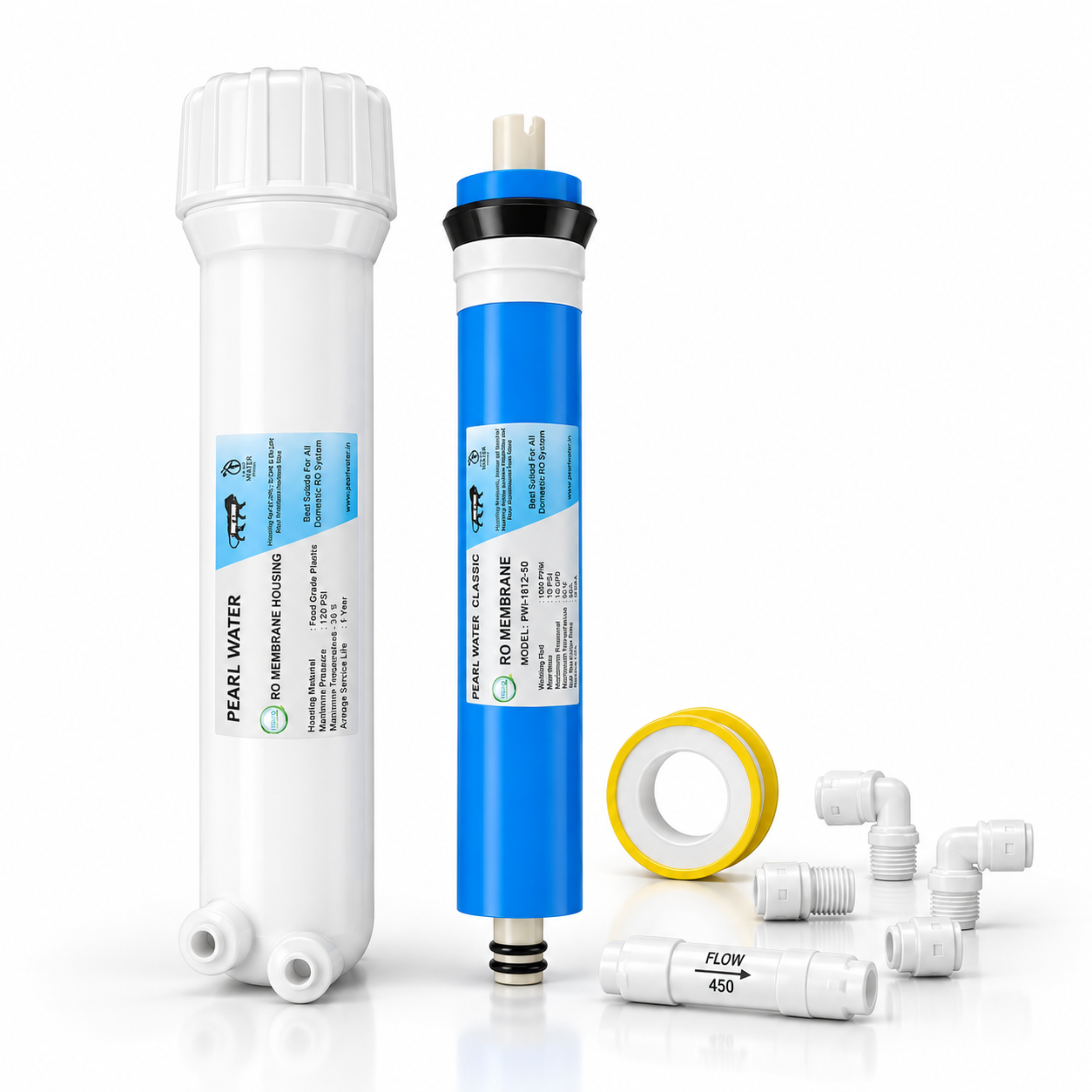 RO Filter Kit  with 15 LPH RO Membrane, Housing and Connectors